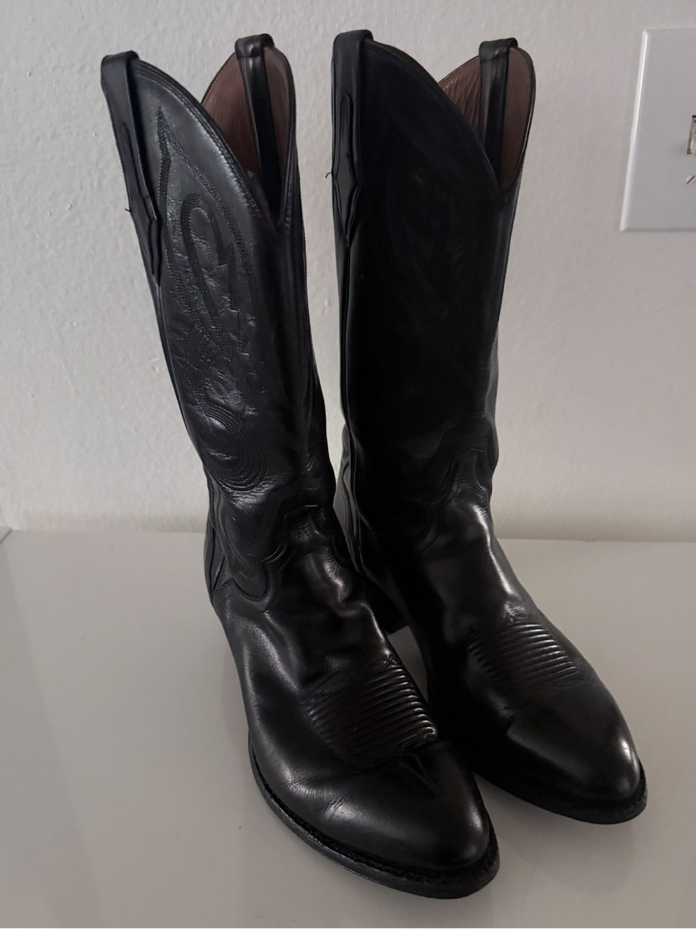 El Dorado Handmade Black Leather Western Cowboy Riding Boots Men’s Sz:10 D